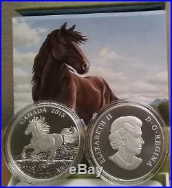 $100 2015 HORSE CHEVAL 1OZ Pure Silver Proof Coin Canada
