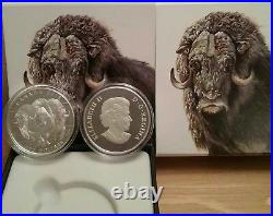 $100 2015 MUSKOX 1OZ Pure Silver Proof Coin Canada