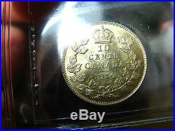 10 cents 1916 Canada ICCS MS-63 King George V silver coin 10c 10¢ dime
