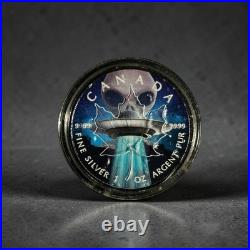 112 RARE 1 oz Canada 2018 UFO ALIEN GLOW IN DARK CANADIAN MAPLE LEAF Silver Coin