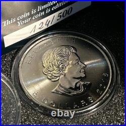 124 RARE 1 oz Canada 2018 UFO ALIEN GLOW IN DARK CANADIAN MAPLE LEAF Silver Coin