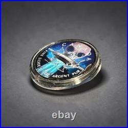 124 RARE 1 oz Canada 2018 UFO ALIEN GLOW IN DARK CANADIAN MAPLE LEAF Silver Coin
