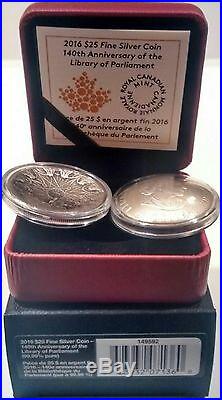 140th Anniversary Library Parliament 2016 $25 Pure Silver Concave Coin
