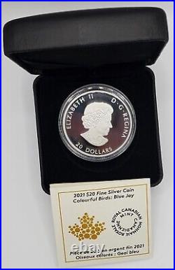 #141? Canada? 2021 Proof $20 Silver Coin Colorful Bluejay. 7,500 Minted