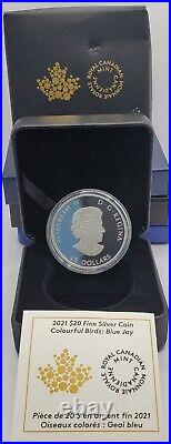 #141? Canada? 2021 Proof $20 Silver Coin Colorful Bluejay. 7,500 Minted