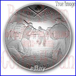 1838-2018 Canadian Baseball 180th Anniversary $25 Convex Curved Pure Silver Coin