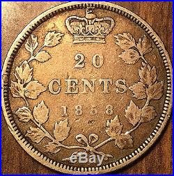 1858 CANADA 20 CENTS SILVER TWENTY CENTS COIN QUEEN VICTORIA Coinage die axis