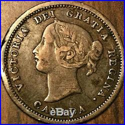 1858 CANADA SILVER 5 CENTS COIN Large date Nicer example