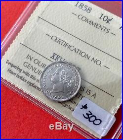 1858 Canada 10 Cent Silver Coin Dime $300 ICCS AU-50 First Year