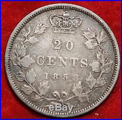 1858 Canada 20 Cents Silver Foreign Coin Free S/H