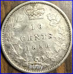 1858 Canada Silver 10 Cents Coin