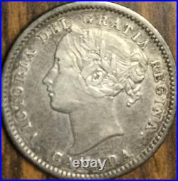 1858 Canada Silver 10 Cents Coin
