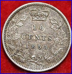 1858 Canada Silver 10 Cents Foreign Coin Free S/H