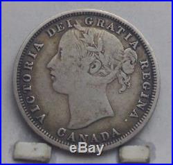 1858 Canada Silver 20 Cent Coin F