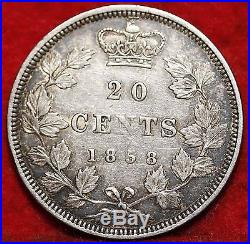 1858 Canada Silver 20 Cents Foreign Coin Free S/H
