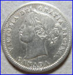 1858 Canada Silver Ten Cents Coin. KEY DATE Dime (RJ143)