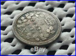 1858 Large Date RP2 Canada Silver 5 Cent Coin Queen Victoria