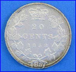 1858 Queen Victoria Canadian 20 Cent Coin Sterling Silver Canada