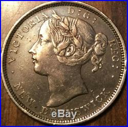 1864 NEW BRUNSWICK SILVER 20 CENTS Toned! Excellent quality! Scare coin