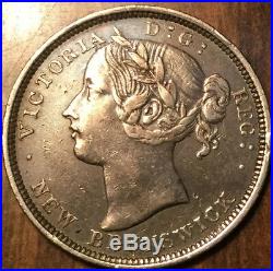 1864 NEW BRUNSWICK SILVER 20 CENTS Toned! Excellent quality! Scare coin