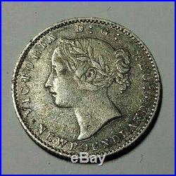 1865 Canada Newfoundland Silver 10 Cents Coin VF/XF