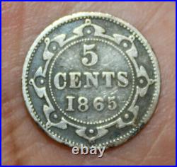 1865 NEWFOUNDLAND SILVER 5 CENT COIN lot 150 CIRCULATED