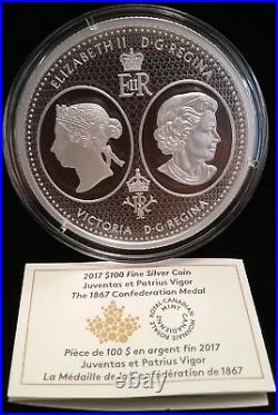 1867-2017 $100 10OZ SilverCoin CanadaConfederation Medals Juventas Patrius Vigor