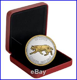 1867-2017 BIG COIN ALEX COLVILLE 25 CENT BOBCAT, 5 Oz. 9999 SILVER/GOLD, NO TAX