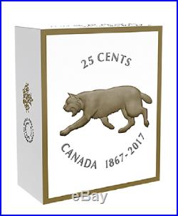1867-2017 BIG COIN ALEX COLVILLE 25 CENT BOBCAT, 5 Oz. 9999 SILVER/GOLD, NO TAX