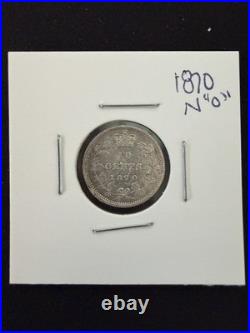 1870 10 cent Canada Coin Silver Victoria Queen Excellent Example Patina