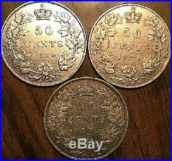 1870 1871 1872 CANADA SILVER 50 CENTS Very nice coins Not junk Worth a Look