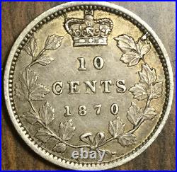 1870 CANADA SILVER 10 CENTS COIN Narrow 0/0
