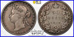 1870 CANADA SILVER 50 cents coin PCGS VF-30