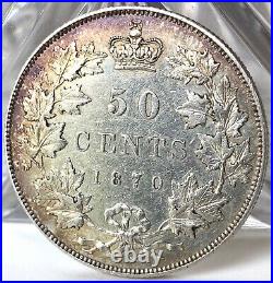 1870 Canada 50 Cents Silver Coin Victoria