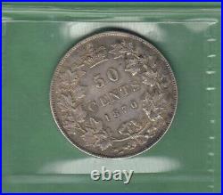 1870 Canadian 50 Cents Silver Coin L. C. W ICCS Graded EF-40