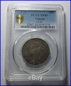 1870 LCW Canada Silver 50 Cents Coin PCGS XF-40