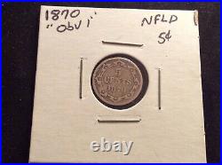 1870 Newfoundland 5 cent silver coin Obverse 1 key date low mintage