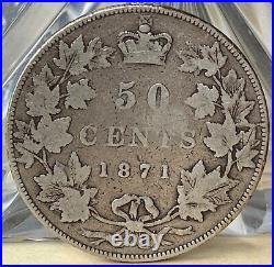 1871 Canada 50 Cents Silver Coin Victoria