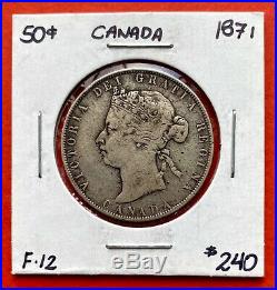 1871 Canada Silver Half Dollar 50 Cent Coin Fine