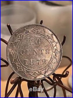 1872-H 20C Canada 20 cent coin! Nice rare silver Canadian 20 cents coin