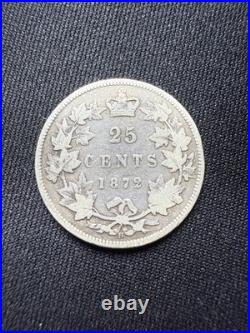 1872-H Large Canada 25 Cents Sterling Silver Coin Queen Victoria 1872-H Large Canada 25 Cents Sterling Silver Coin Queen Victoria
