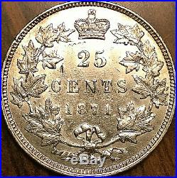 1874H CANADA SILVER 25 CENTS QUARTER COIN Excellent example