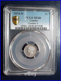 1874-H Canada Five Cents PCGS XF40 5C Crosslet 4 SILVER Coin PRICED TO SELL NOW