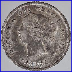 1875-H CANADA KEY Date Victoria Silver 5 Cent Coin SMALL DATE