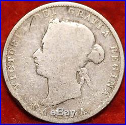 1875-H Canada Silver 25 Cents Foreign Coin Free S/H