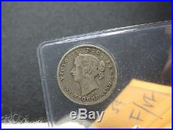1876 H 5 Cent Coin Canada New Foundland Five Cents. 925 Silver F/VF Grade