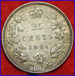 1881-H Canada Silver 25 Cents Foreign Coin Free S/H