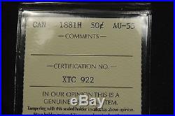 1881-H Canada Silver 50 Cent AU-55 ICCS High end Queen Victoria Rare Coin