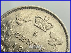 1881 H Canada Small Five Cents Queen Victoria Circulated 5 Silver Coin NGS041