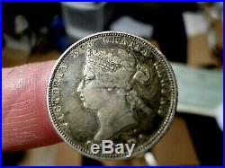1881h Canada Silver 25 Cents Coin Victoria, Nice High Details Grade